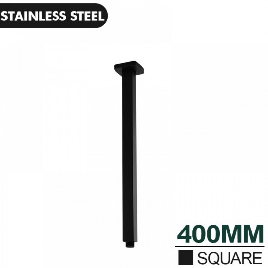 400mm Square Nero Black Ceiling Shower Arm